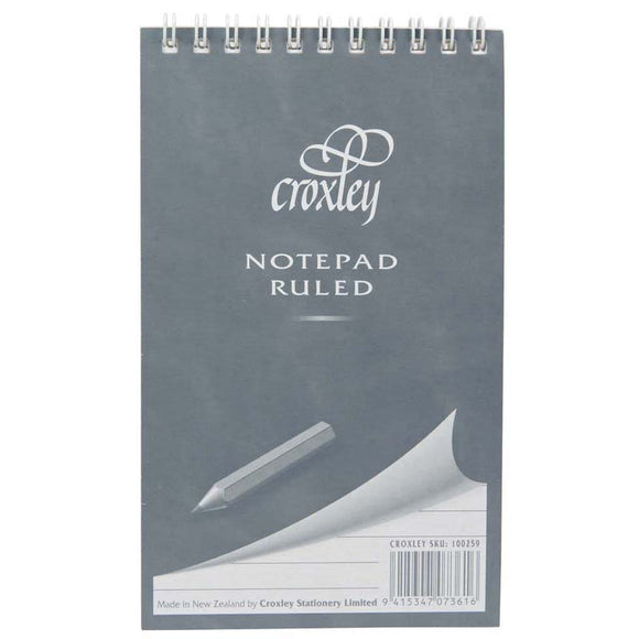 Croxley Notebook / Docket  Compact Top Opening 100x165mm Grey Cover 50 Leaf