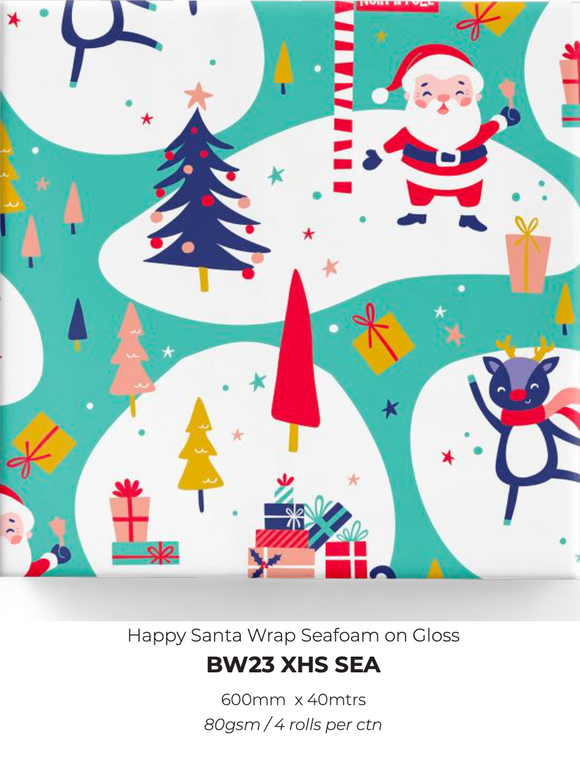 Happy Santa Wrap Seafoam on Gloss