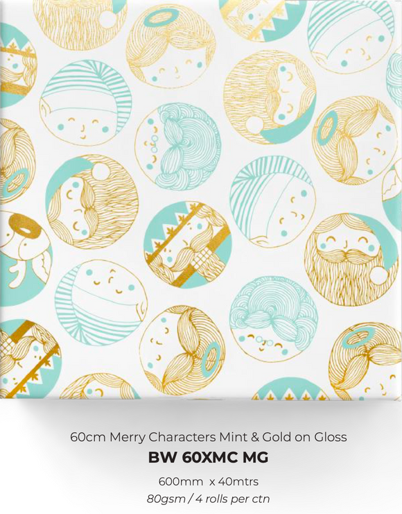 Merry Characters Mint & Gold on Gloss
