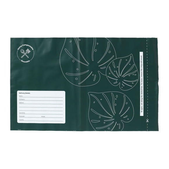 ecopack ECO-FOOLSCAP 280(w)x380(h)+60(flap)mm Compostable Resealable Courier Bags Packet of 25