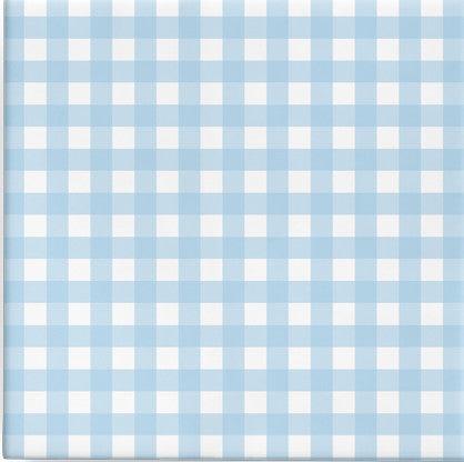 gingham check pale blue on matte - Available end June