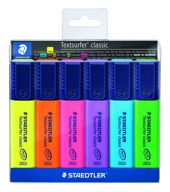 Staedtler Textsurfer Classic Highlighters Assorted Colours Pack 6