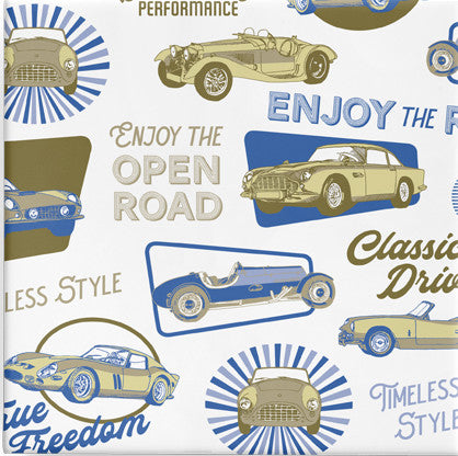 vintage car blue & olive on gloss - Available end June