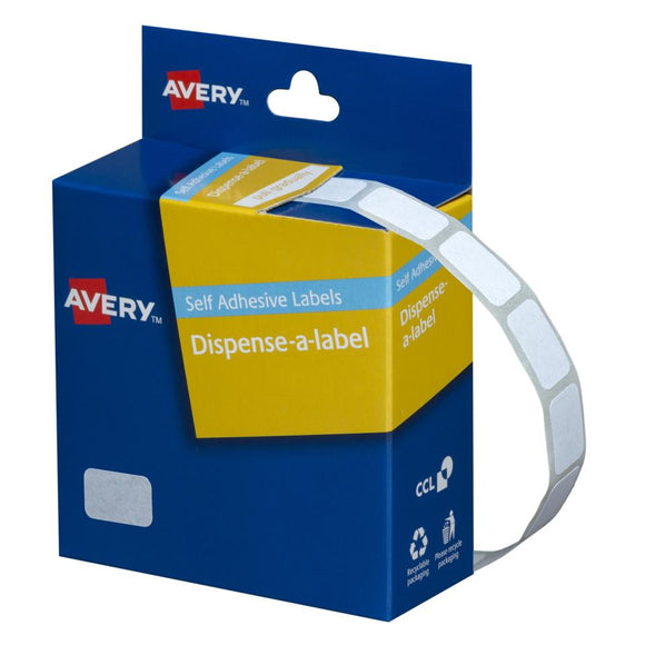 Avery White Rectangle Dispenser Stickers, 10 x 16 mm, 1500 Labels, Handwritable (937303)
