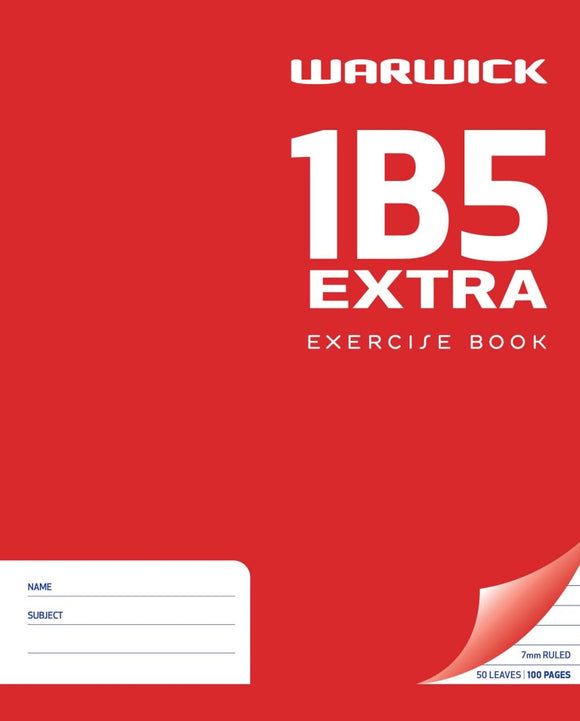 Warwick Exercise Book 1B5 50 Leaf 25% Extra Ruled 7mm 255x205mm