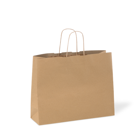 Recycled #22 Short  Brown Paper Twist Handle Bags  /  200