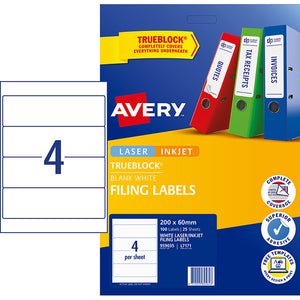 Avery Label L7171 Lever Arch 4up  959035  25 Sheets
