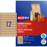 Avery Kraft Brown Wrap Laser & Inkjet Printers 190 X 16mm Permanent Pack 180 Labels (980051 / L7145)
