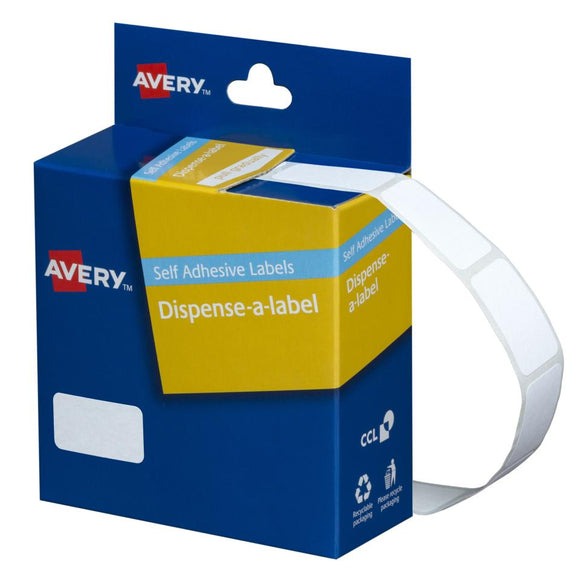 Avery White Rectangle Dispenser Stickers, 24 x 13 mm, 900 Labels, Handwritable (937209)