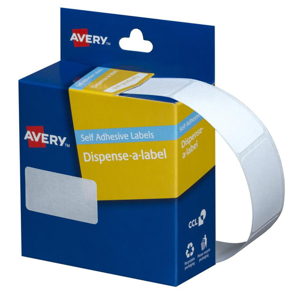 Avery White Rectangle Dispenser Stickers, 38 x 24 mm, 380 Labels, Handwritable (937220)