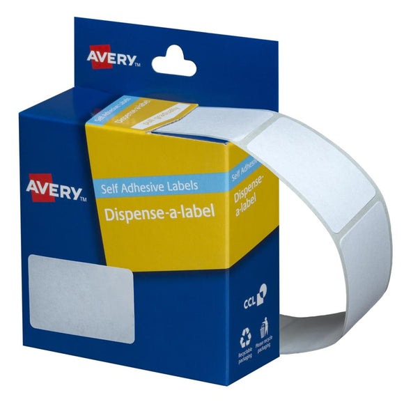 Avery White Rectangle Dispenser Stickers, 49 x 35 mm, 220 Labels, Handwritable (937222)