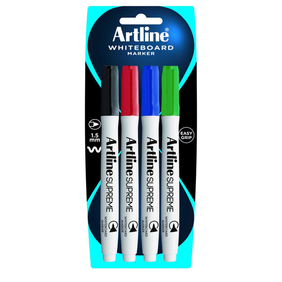 Artline Supreme Whiteboard Marker Fine 1.5 mm Assorted Colours Pack 4