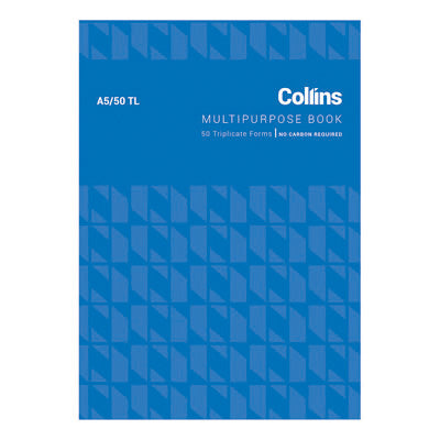 COLLINS MULTIPURPOSE BOOK 50 TL TRIPLICATE NO CARBON REQUIRED A5 50 LEAF