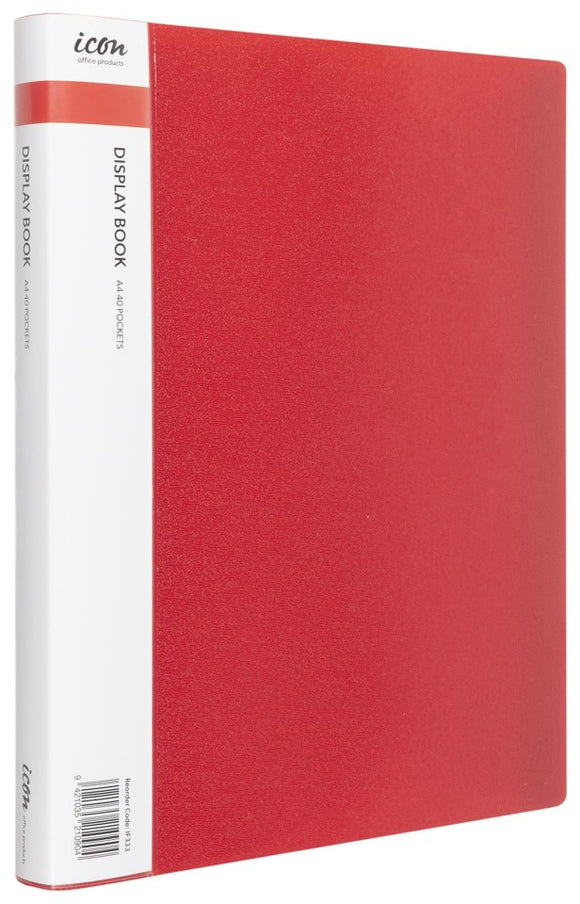 Icon Display Book A4 40 Pocket With Insert Spine Red