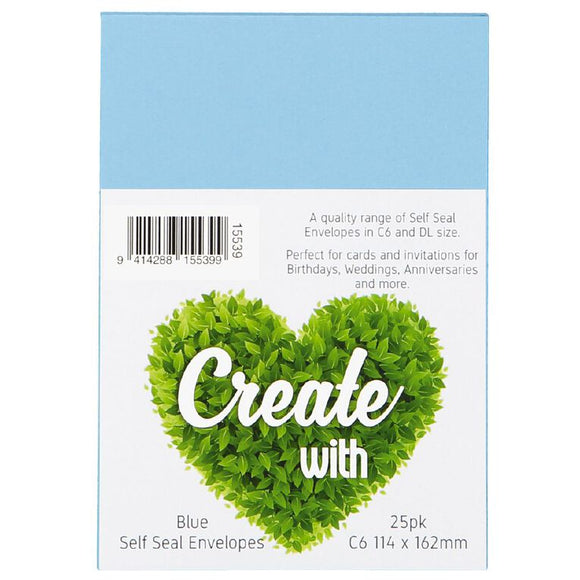 Create With C6 Envelopes 25 Pack Blue