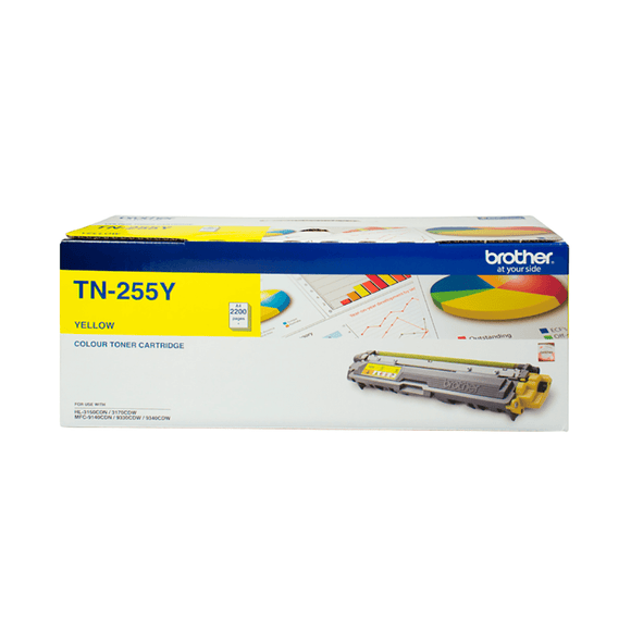 Brother TN255Y Toner Yellow yield up to 2,200 pages