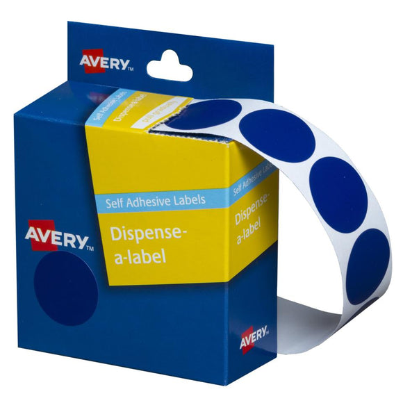 Avery Blue Dispenser Dot Stickers, 14 mm diameter, 1050 Labels (937236)