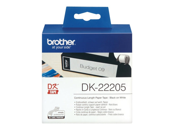 Brother DK-22205 Label Roll - 62 mm x 30.48 m - Black on White