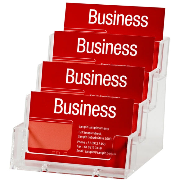 Deflecto Business Card Holder Free Standing Landscape 4 Tier
