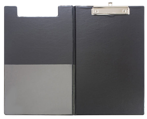 OSC Foolscap PVC Double Clipboard Black With Pocket