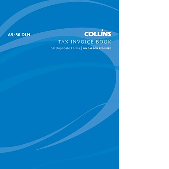 Collins Tax Invoice A5/50DLh Duplicate No Carbon Required