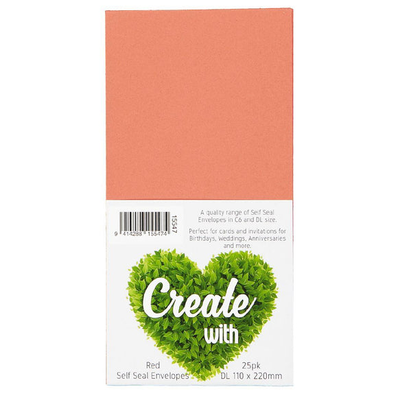 Create With DL Envelope Red 25 pk