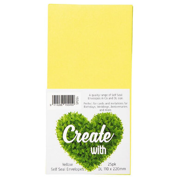 Create With DL Envelope Yellow 25 pk