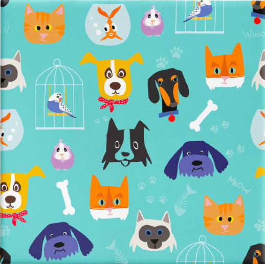 WRAPPING PAPER CATS AND DOGS  best friends on white gloss
