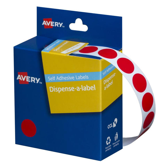 Avery Red Dispenser Dot Stickers 14 mm diameter 1050 Labels