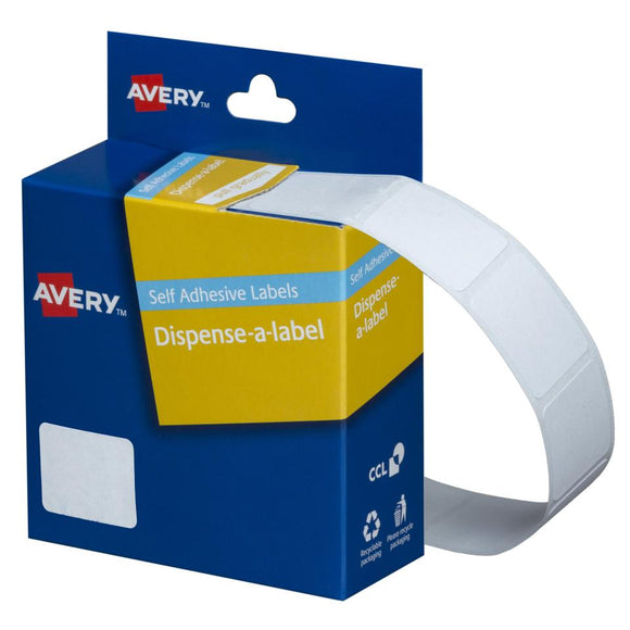 Avery White Rectangle Dispenser Stickers 24 x 19 mm 650 Labels Handwritable (937215)
