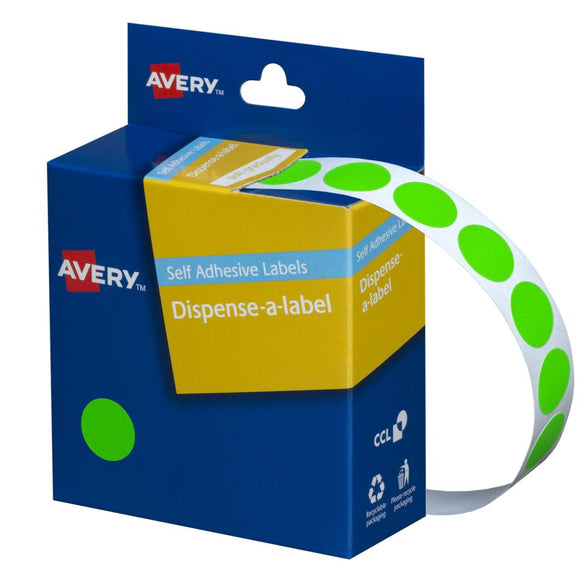 Avery Fluoro Green Dispenser Dot Stickers 14 mm diameter 700 Labels (937296)