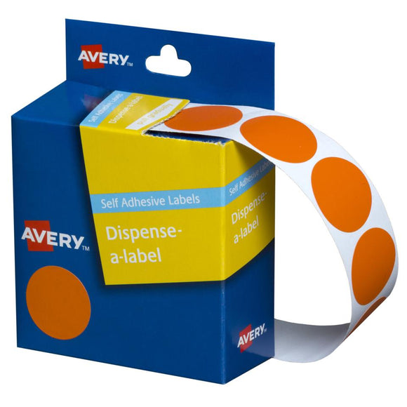 Avery Orange Dispenser Dot Stickers, 24 mm diameter, 500 Labels (937248)