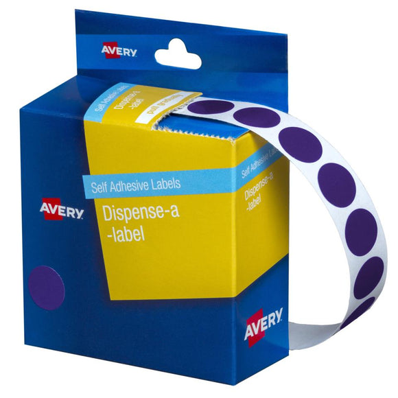 Avery Purple Dispenser Dot Stickers, 14 mm diameter, 1050 Labels (937264)