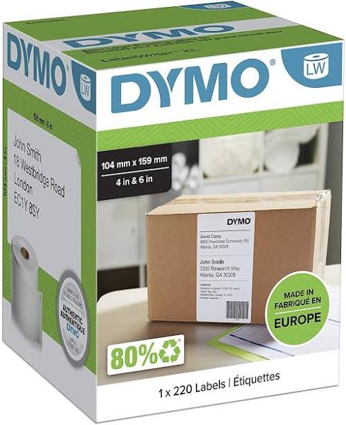 Dymo LabelWriter XL Shipping Labels 104x159mm, Box of 220