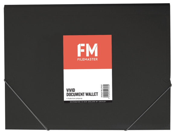 FM Document Wallet Vivid Cat Black A4 Pack 3