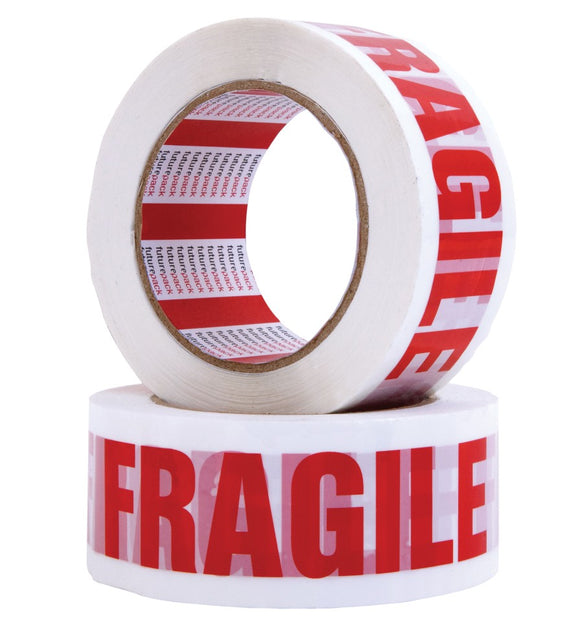 Printed Tape Fragile Handle With Care 48mm X 100m Red/White Roll