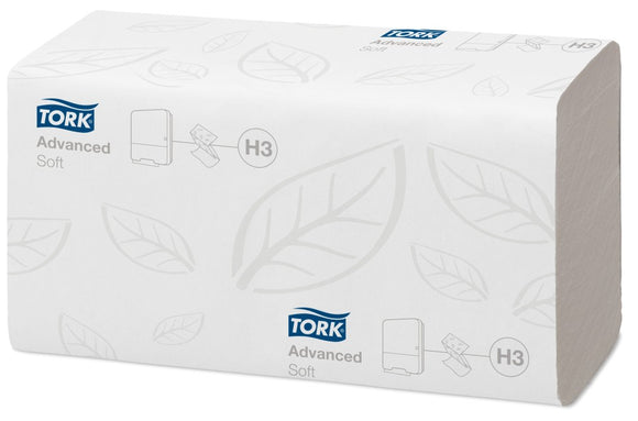 Tork H3 Advanced Zigzag Fold Hand Towel 2 Ply White 250 Sheets per Pack / Carton 15