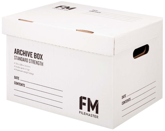 FM Box Archive White Standard Strength 384x284x262mm Inside Measure