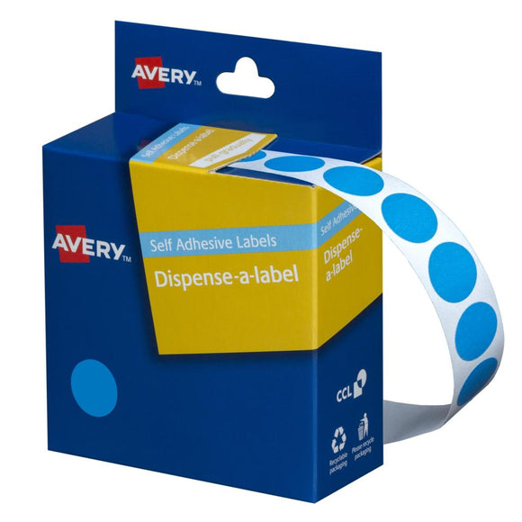 Avery Light Blue Dispenser Dot Stickers 14 Mm Diameter Roll 1050 Labels (937275)