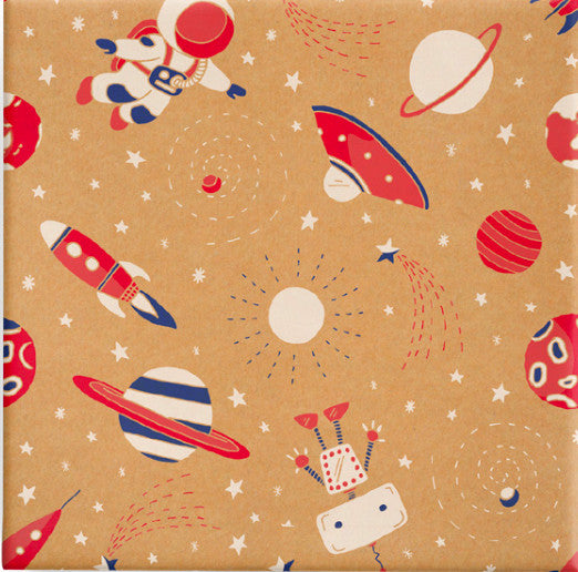 60cm space navy red white on natural kraft