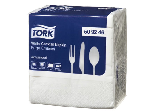 Tork Dinner Napkin Quilted 2ply White 1/4 Fold-400mm x 400mm-100-Pack