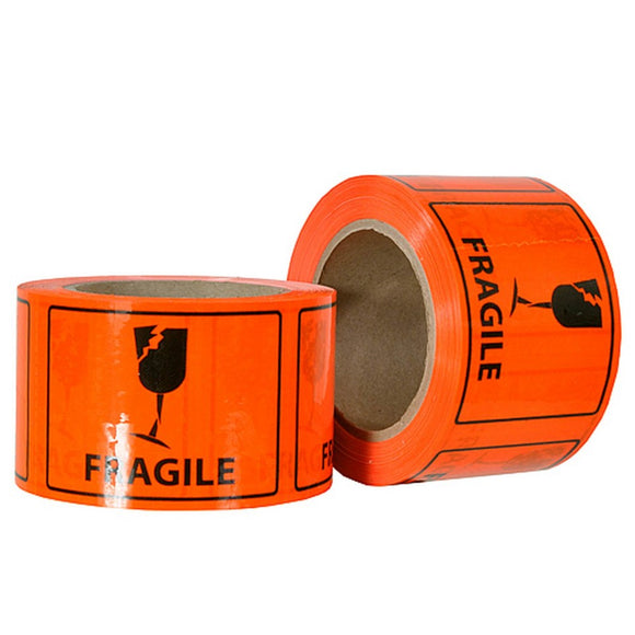 Rip Stick Label Fragile 72mmx100mm Orange Roll 660