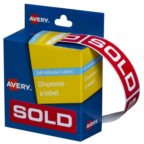 Avery Sold Dispenser Labels, 19 x 64 mm, 250 Labels (937307)