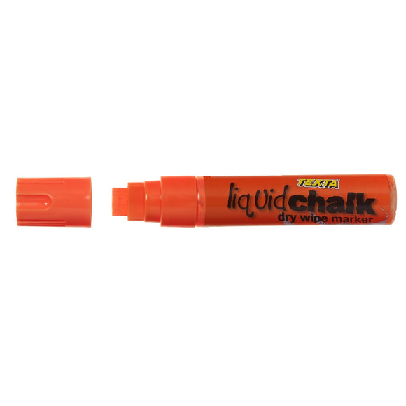 Texta Liquid Chalk Markers Dry Wipe Chisel Jumbo 15mm Orange