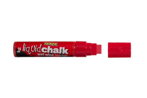 Texta Liquid Chalk Marker Dry Wipe Jumbo Chisel Tip 15mm Red