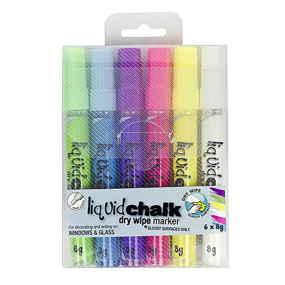 Texta Liquid Chalk Markers Dry Wipe Bullet Tip 4.5mm Assorted Pack 6