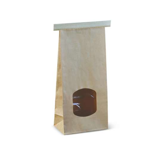 Large Tin Tie Window Paper Bags-242X152X70mm-400/Case