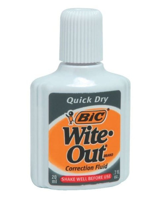 Bic Wite-Out Correction Fluid Quick Dry 20ml Bottle