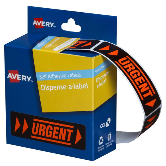 Avery Urgent Dispenser Labels, 64 x 19 mm, 125 Labels (937251)