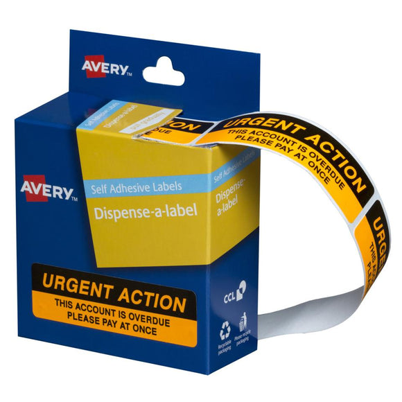 Avery Urgent Action Dispenser Labels, 64 x 19 mm, 125 Labels (937259)